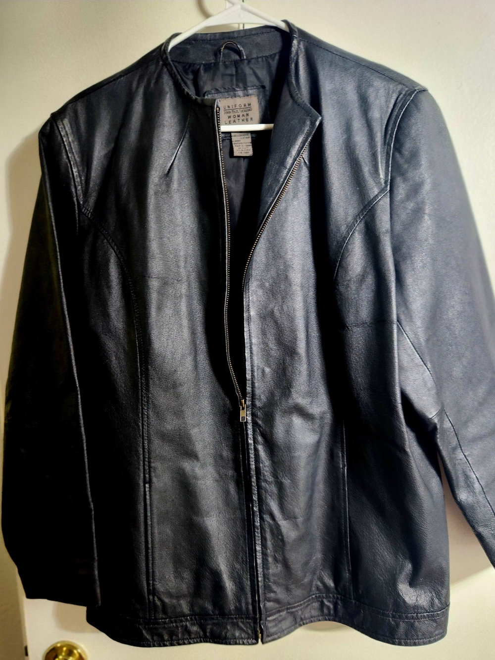 Women's Black Leather Zip Jacket by John Paul Richard